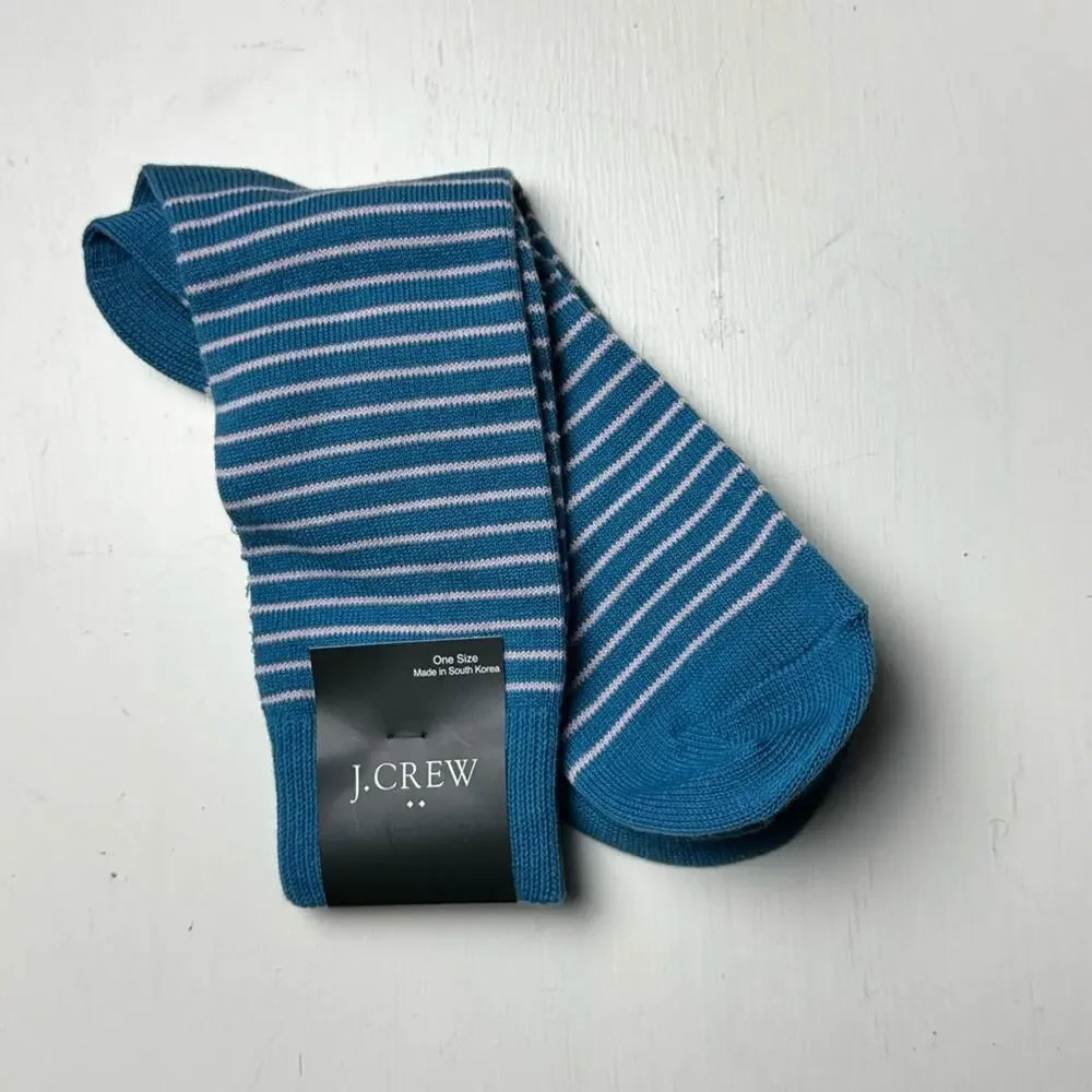 J. Crew Casual Style Blue Striped Socks Sz OS NWT